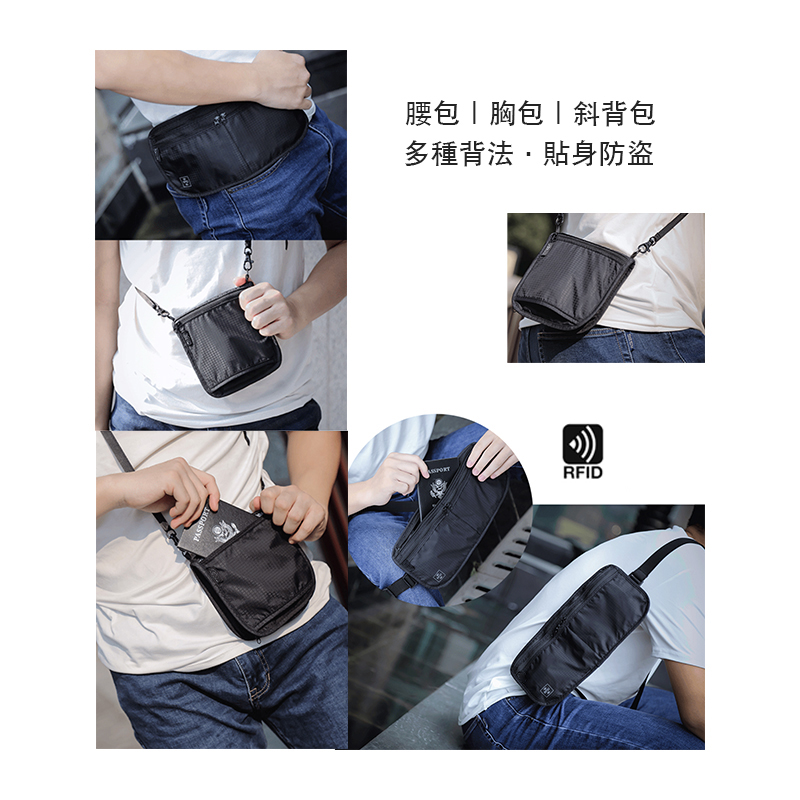 防盜刷證件收納包-RFID-腰包-兩用包