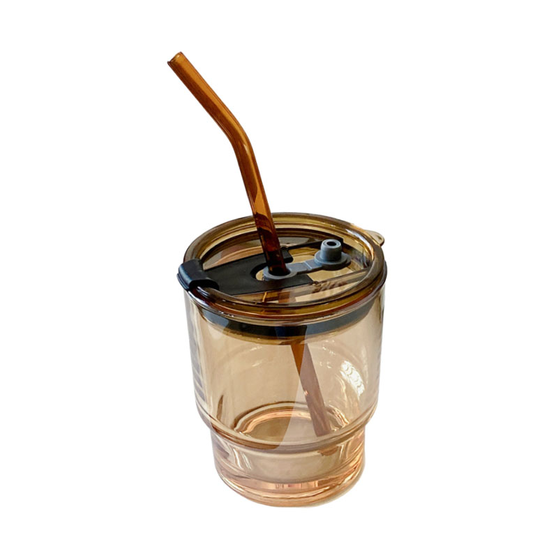簡約玻璃咖啡杯-吸管杯