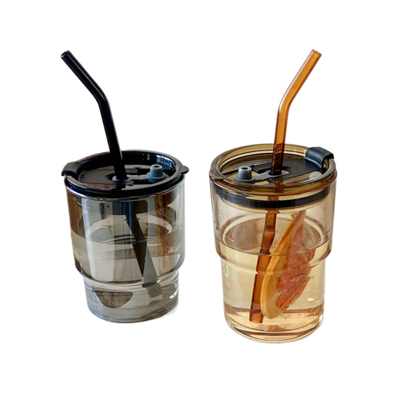 簡約玻璃咖啡杯-吸管杯